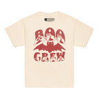 Natural coloured kids Boo Crew bat Halloween t-shirt with BSL design.