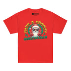 Red coloured Have A Groovy Christmas kids t-shirt with BSL design.
