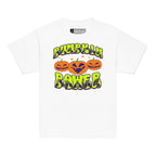 White coloured kids pumpkin power Halloween t-shirt with BSL design.