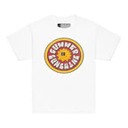 White t-shirt with a sun graphic and 'Summer Sunshine' text