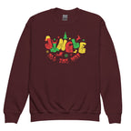 Maroon coloured Jingle All The Way kids sweatshirt with BSL design.