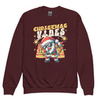 Maroon coloured Christmas Vibes kids sweatshirt with BSL design.