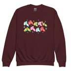 Royal coloured Merry Christmas sweatshirt with Merry Xmas BSL fingerspelling design.