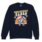 Navy coloured Christmas Vibes kids sweatshirt with BSL design.