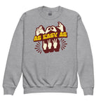 Sport grey sweatshirt with ‘ABC As Easy As 123’ in BSL fingerspelling and text characters