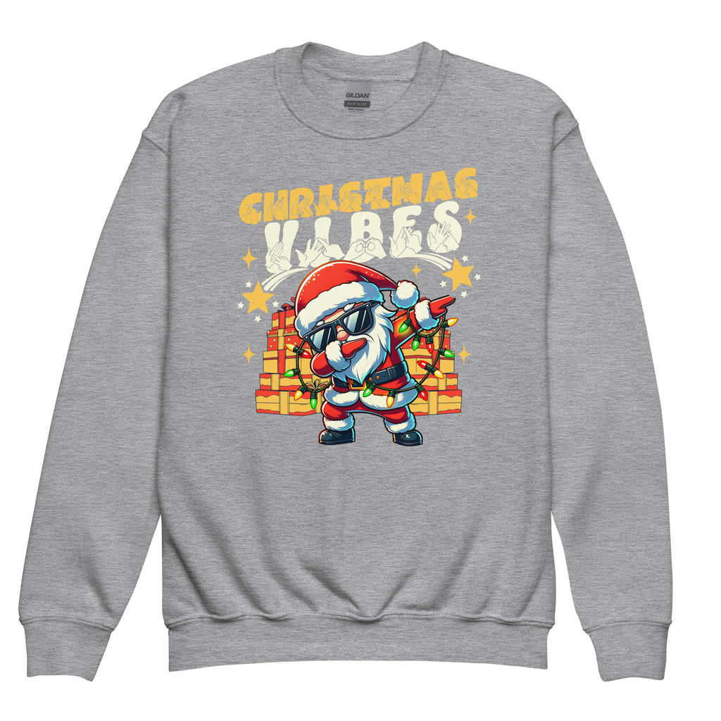 Sport grey coloured Christmas Vibes kids sweatshirt with BSL design.