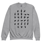 Front view of a sport grey sweatshirt with ASL Alphabet - Black Fingerspelling